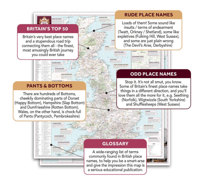 MARVELLOUS MAP OF GREAT BRITISH PLACE NAMES - Image 3